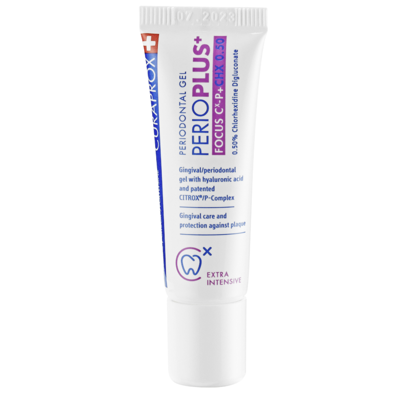 CURAPROX Perio Plus antibakterinis dantenų gelis su chlorheksidinu 0,5%, 10 ml