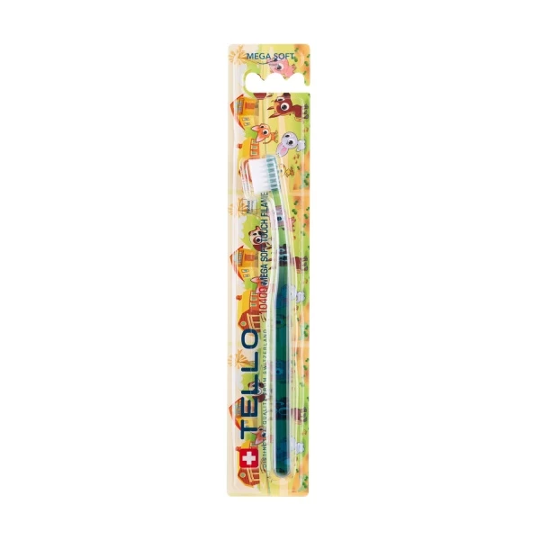 Vaikiškas dantų šepetėlis 0-6 m., TELLO Mega Soft, ypač minkštas 10400