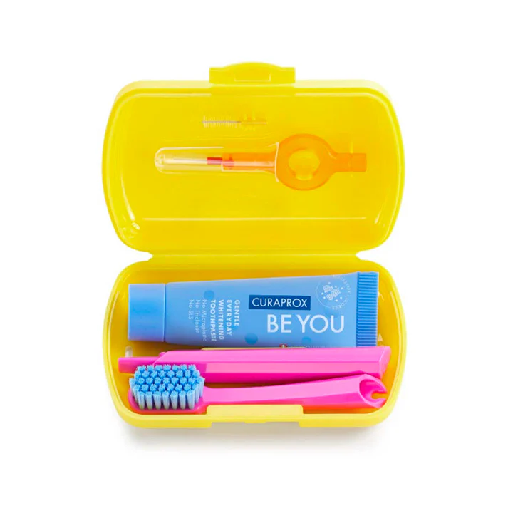 CURAPROX TRAVEL SET Kelioninis rinkinys BE YOU, geltonas