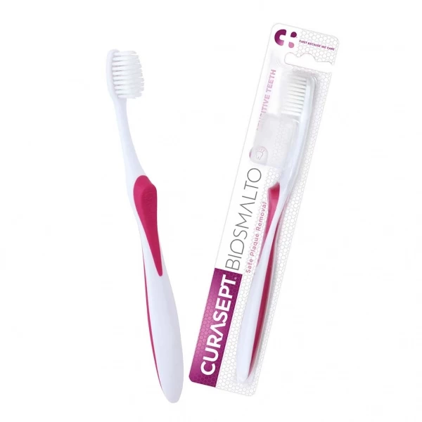 Dantų šepetėlis prailgintais šereliais, CURASEPT Biosmalto sensitive teeth jautrių dantų valymui, 1 vnt