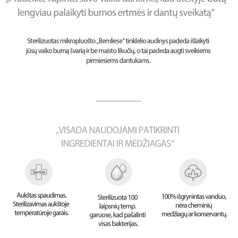 Mother-K Sterilizuotos dantų ir dantenų servetėlės - Image 3