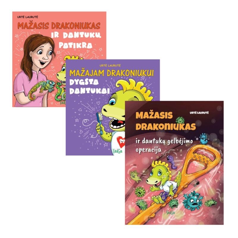 Knygelių rinkinys "Mažajam drakoniukui dygsta dantukai" + "Mažasis drakoniukas ir dantukų patikra" + "Mažasis drakoniukas ir dantukų gelbėjimo operacija"